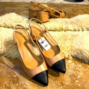 Toe Cap EXPRESS sling back shoes block heel NEW!